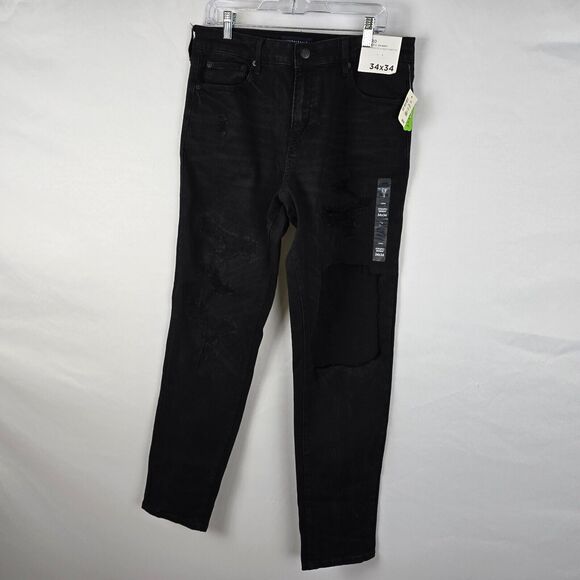 Aeropostale Aero Athletic Skinny Jeans Men's 34 x 34 Black Distressed NWT - Picture 14 of 16